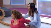 Loose Women's Nadia Sawalha falls over in savage tug of war game