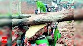 Compound wall collapses, one injured in Godhra due to heavy rain | Vadodara News - Times of India