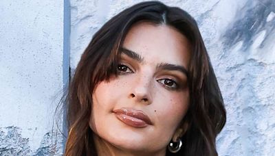 Emily Ratajkowski shows off her abs in a silver studded top in Paris
