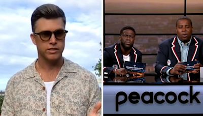 Watch Colin Jost explain why he's in Tahiti covering Olympic surfing in this 'Olympic Highlights with Kevin Hart & Kenan Thompson' exclusive clip