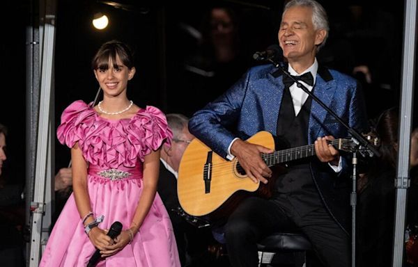 Andrea Bocelli and Virginia Bocelli, 12, duet at BST Hyde Park in new footage
