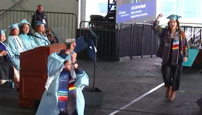 Columbia University graduate in zip ties rips diploma during ceremony amid Gaza protests