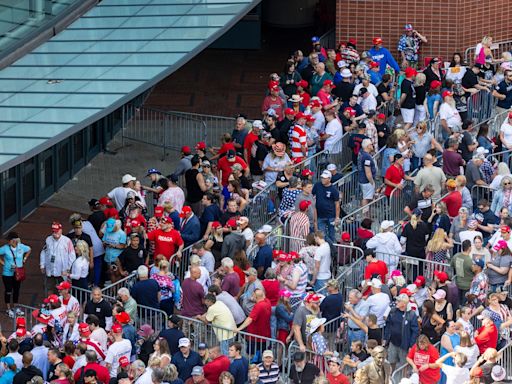 Huge crowd gathers for Grand Rapids Trump rally, spectators say safety not a concern