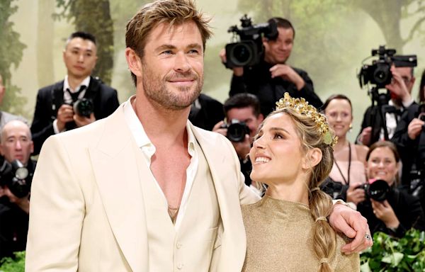 Chris Hemsworth and Elsa Pataky Look Like a Greek God and Goddess for 2024 Met Gala Debut (She's Wearing a Crown!)