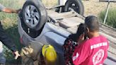 Mujer sufre volcadura en Matamoros; los frenos de su auto no respondieron