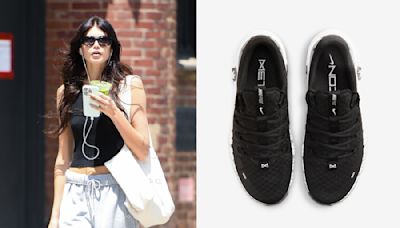 Kaia Gerber Masters Model-Off-Duty Style in Black and White Athletic Nike Free Metcon 5 Sneakers in New York