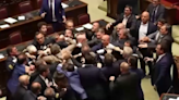 Italian lawmakers brawl in parliament: video