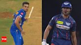 Watch: Arjun Tendulkar's aggression sparks cheeky response from Marcus Stoinis | Cricket News - Times of India