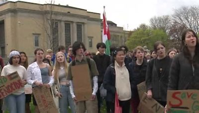 High school students walk out of class, join UW-Milwaukee pro-Palestinian protest