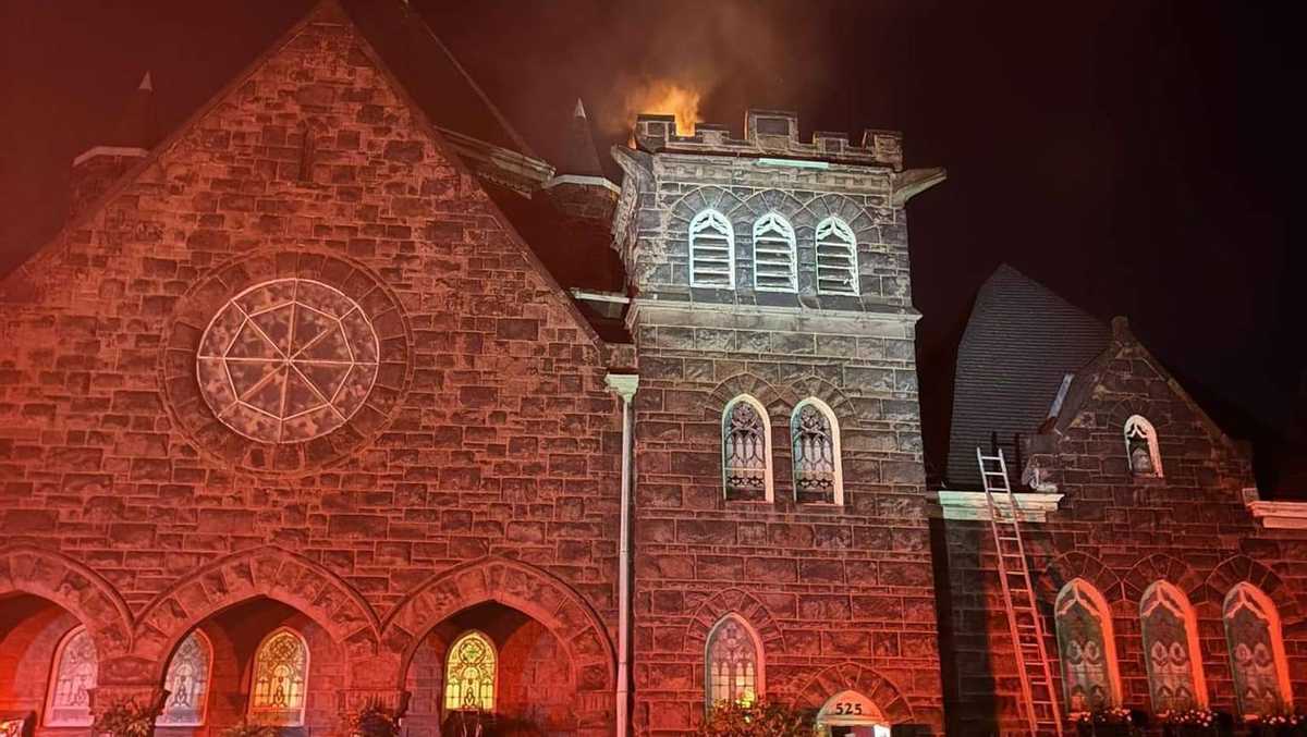 Fire breaks out in bell tower of old church in Avalon, Allegheny County