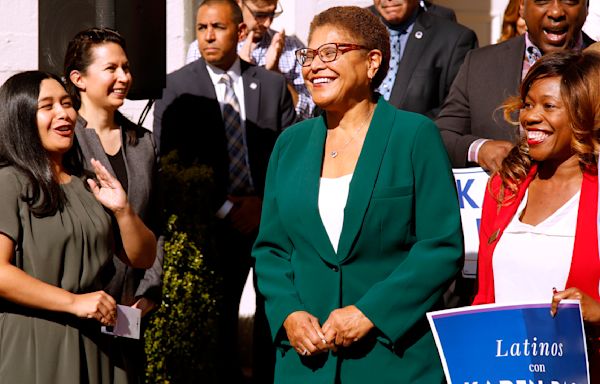 L.A. Mayor Karen Bass launches her reelection bid, saying, 'We cannot afford to stop our momentum'