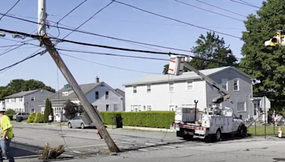 Some in West Warwick experience power outages after a bucket truck hits utility pole