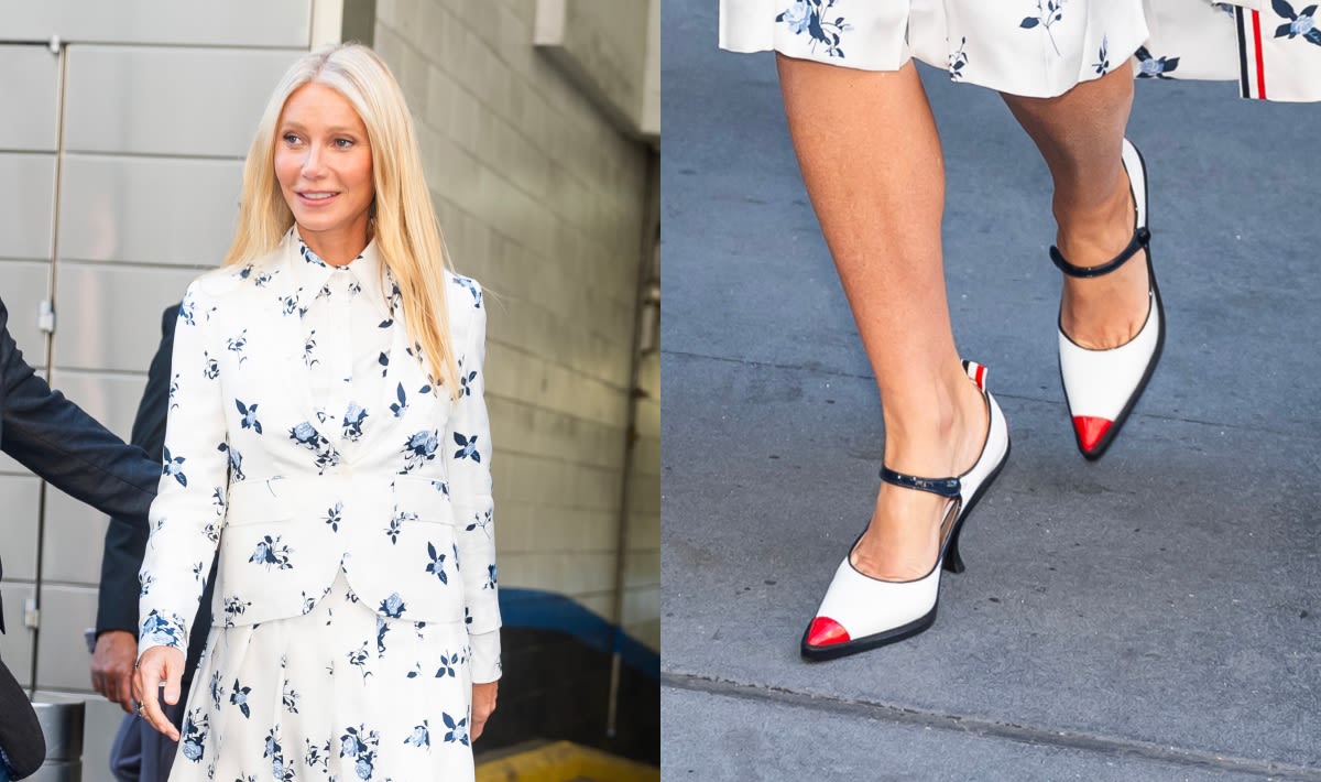 Gwyneth Paltrow Goes Preppy in Thom Browne Mary Jane-Inspired Americana-Esque Heels in New York