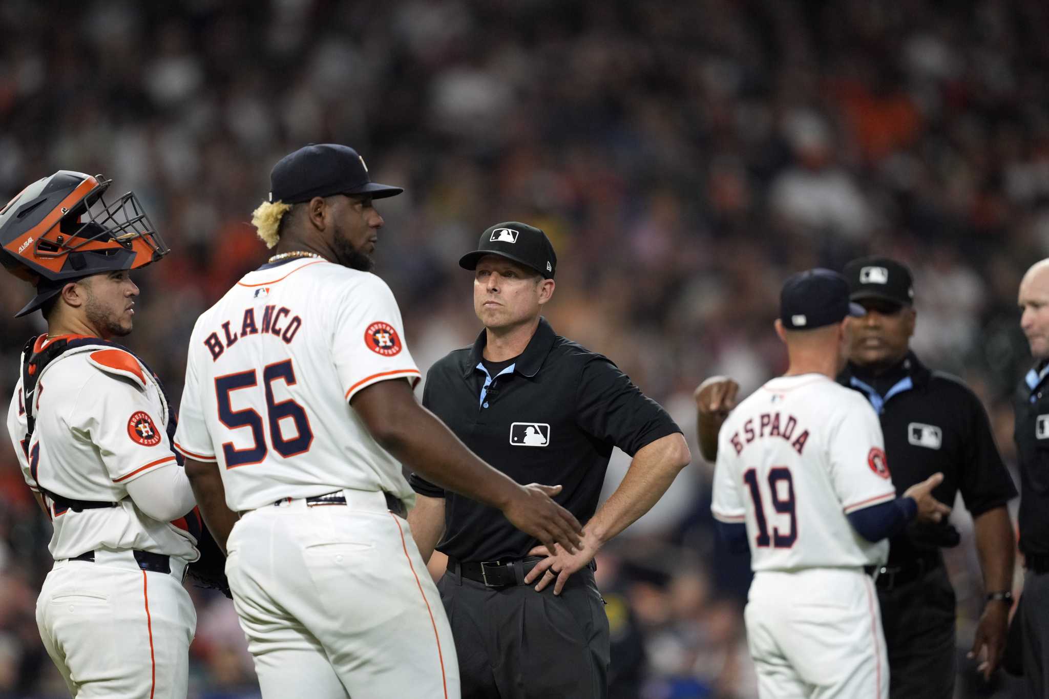 Astros starter Ronel Blanco ejected in the fourth inning after a foreign substance check