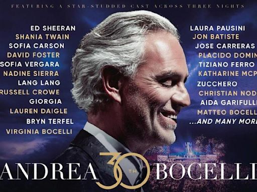 Christian Nodal y Laura Pausini aparecen en concierto homenaje a Andrea Bocelli