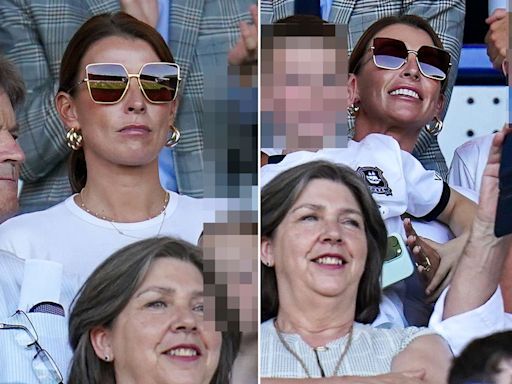 Coleen Rooney smiles in crowd with kids as husband Wayne's Plymouth get hammered