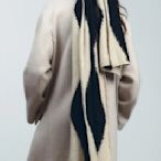 西班牙Z 米黑色菱形含羊毛保暖圍巾 350元
