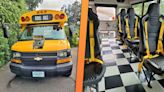 Hot Rod Chevy Bus With a Blower and Seven Racing Seats Makes Back to School Fun