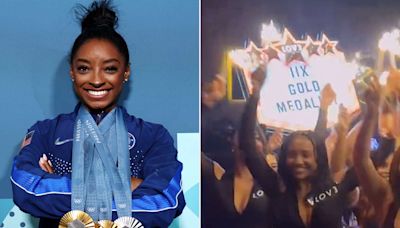 Simone Biles Jokes About ‘Sweet’ Sign That Mistakes Number of Olympic Gold Medals She Has Won: ‘They Were Close’