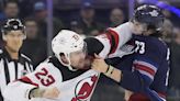 All 10 skaters brawl off opening faceoff at start of Devils-Rangers game