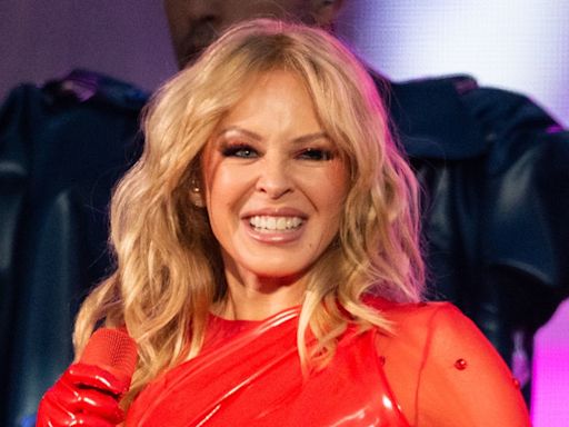 Kylie Minogue is a leading lady in glittering thigh-split gown for ritzy St Tropez gala