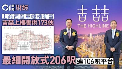 上商西區住宅「吉喆」突上樓書 提供173伙 最細平台特色戶206呎