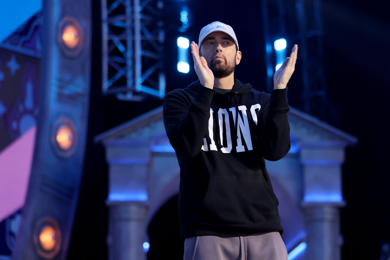 Eminem Performs Surprise ‘Sing For the Moment’ With Jelly Roll, Debuts ‘Houdini’ Live at All-Star Michigan Central...