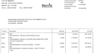 Merritt, B.C., mayor bills province $103,831.87 for ER closures