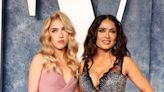 Salma Hayek Shines in Sequin Thigh-High Slit Dress & Lacy Sandals at Vanity Fair Oscars Party 2023 With Daughter Valentina Pinault