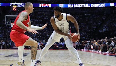 Embiid brings the highlights (and a finger wag) in final pre-Olympic warmup