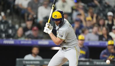 Rhys Hoskins hit by pitch with bases loaded in 9th inning, Brewers beat Rockies 4-3