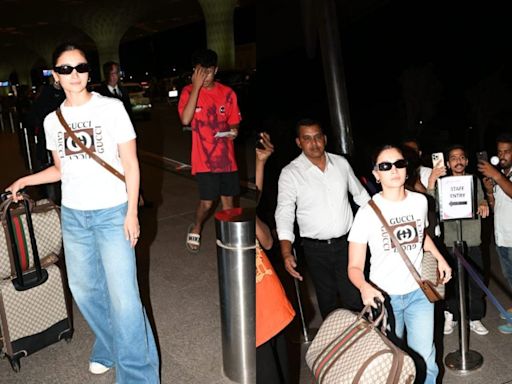Alia Bhatt Looks Stylish In White Tee And Denim As She Gets Clicked At Airport, Leaves For London; Pics - News18