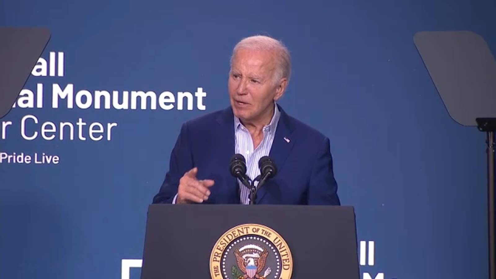 President Biden visits Stonewall National Monument Visitor Center ahead of Pride weekend