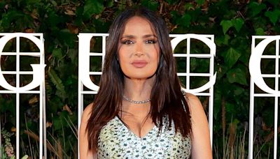 Salma Hayek Dons Optical Illusion Dress That Accentuates Her Hourglass Figure