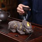 紫砂招財貔貅 茶寵可養聚財大號擺件 個性創意金蟾茶玩茶道配件