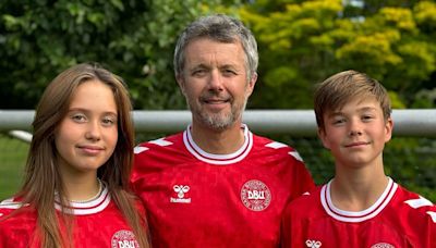 King Frederik cheers on Denmark with twins Princess Josephine and Prince Vincent in new family photo