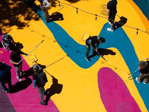 Colorful street mural takes shape in downtown San Jose