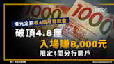 港元定期4個月破頂4.8厘、入場賺8,000元！限定4間分行開戶