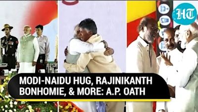 Emotional Chandrababu Naidu Hugs PM; Modi's Big Moment With Chiranjeevi, Pawan Kalyan | AP CM Oath