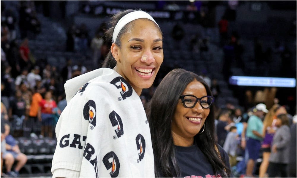 A'ja Wilson's mom called out the Aces star for an NSFW tweet after her 1,000th point