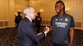 Florentino Pérez, con el equipo blanco en Munich