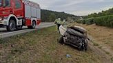 Cuatro heridos, dos de ellos menores, tras una salida de vía en la AP-15 a su paso por Barásoain