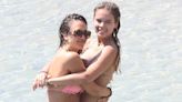 Jessica Alba suns herself in a pink bikini on private beach in Mykonos