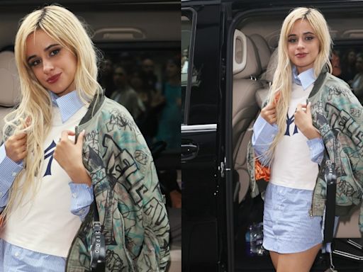 Camila Cabello Layers Up in Mowalola Shirtdress and Bomber Jacket for London Album Signing