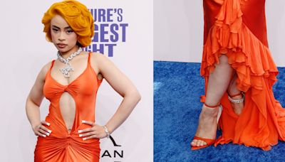 Ice Spice Brightens Up in Orange Heels and Ruffled Cutout Dress on the BET Awards 2024 Red Carpet