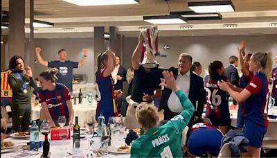 Así fue la fiesta de celebración en el hotel del Barça