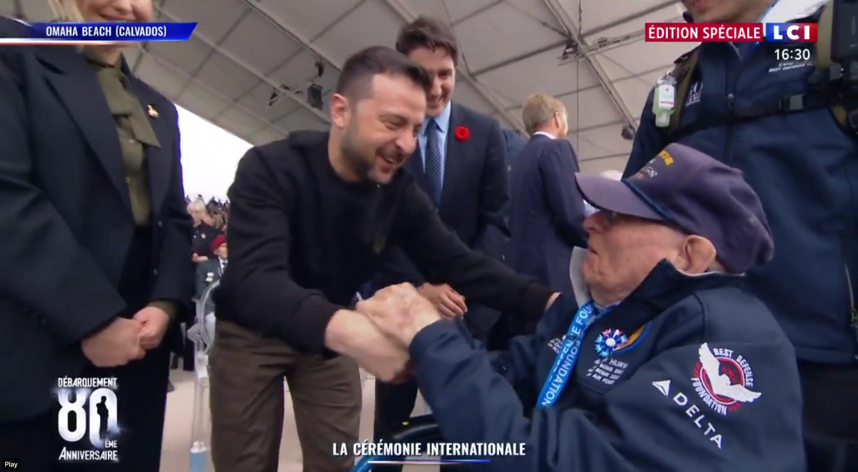Zelensky meets D-Day veteran, both insist the other is the real hero