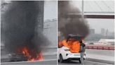 上海一新能源車大橋上起火燒成空殼 1人受傷送醫