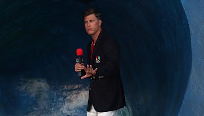 Colin Jost left with bloodied toes whilst covering Paris Olympics surfing