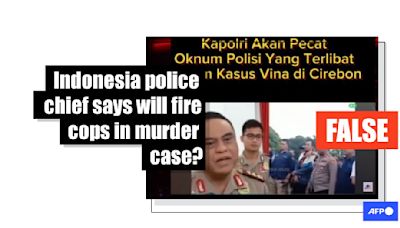 Video of Indonesia police chief on sacking corrupt cops falsely linked to murder probe